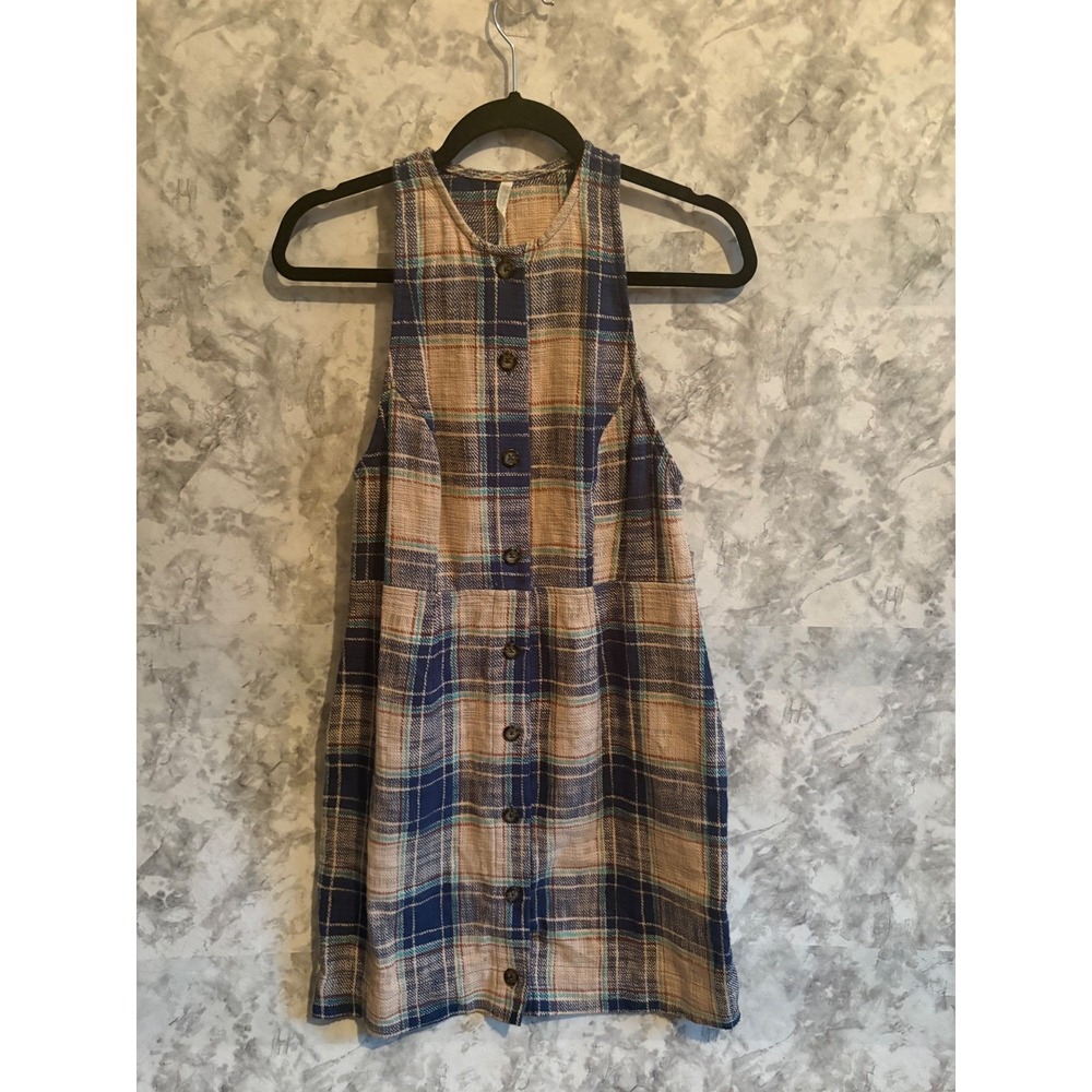 Urban Outfitters Plaid Button Front Mini Dress‎ Sleeveless M NWT